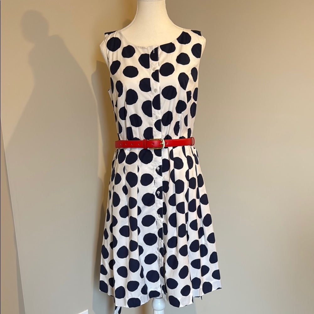 Big box pleaded polkadotted Talbots dress